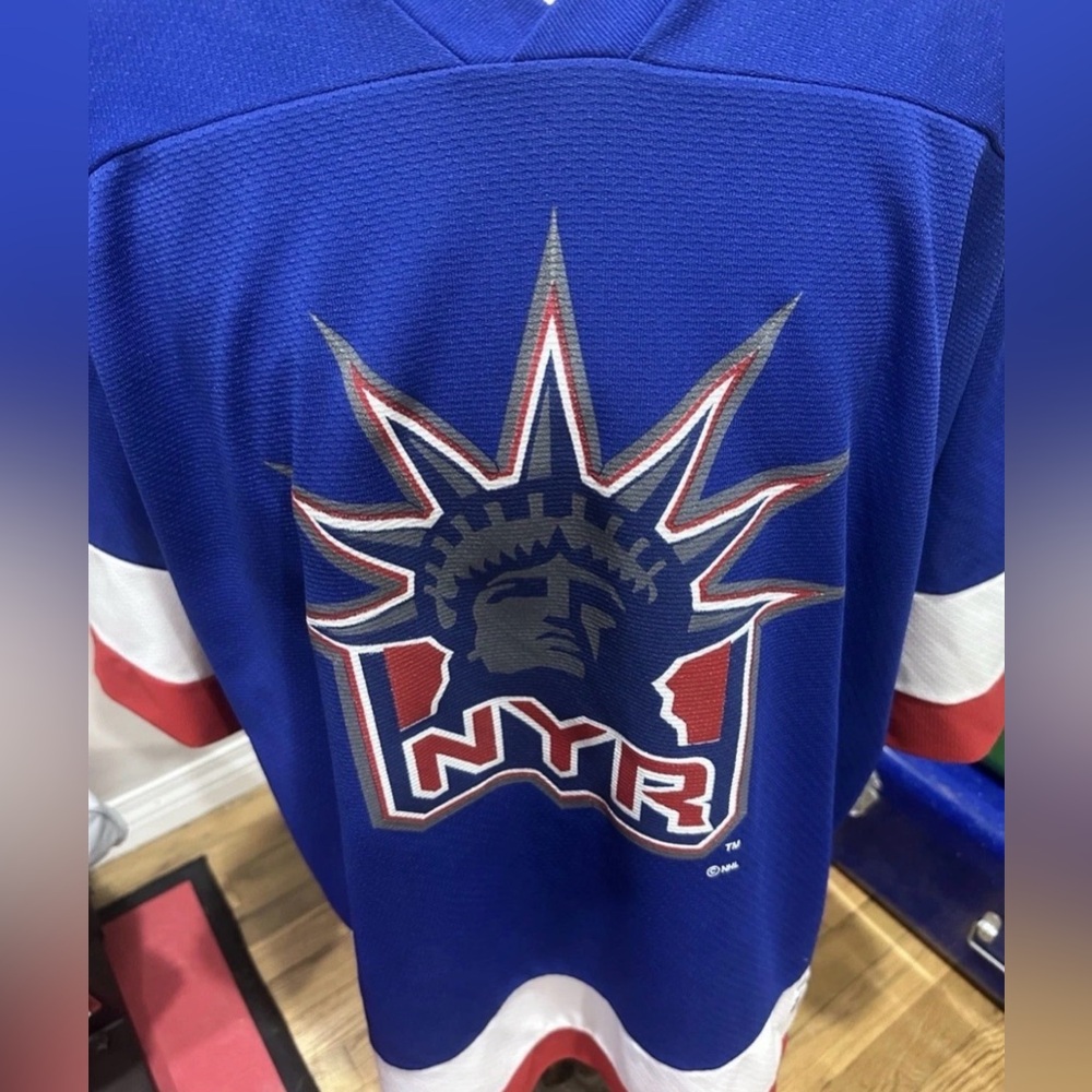 Vintage  Logo 7 Theoren Fleury #14 New York Rangers Hockey Jersey Men’s XL